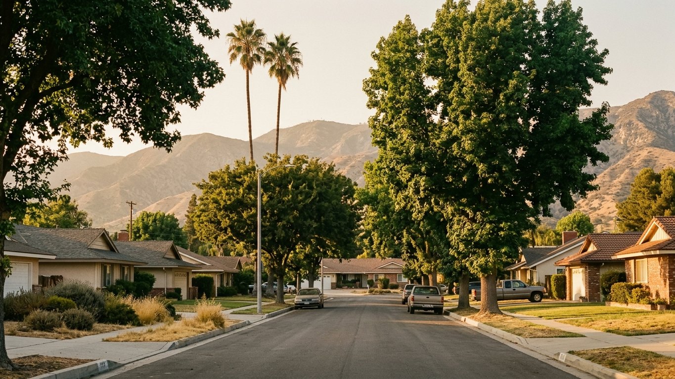 Residential streets and tree canopy in the San Fernando Valley area